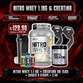 PROMOCIÓN NITROWHEY 1.1KG + CREATINA UN 150G + SHAKER O STRAPS + 3 XB