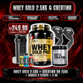 PROMOCIÓN WHEY GOLD PRO 2.5KG + CREATINA UN 150G + SHAKER O STRAPS + 3 XB