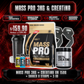 PROMOCIÓN MASS PRO 3KG + CREATINA UN 150G + SHAKER O STRAPS + 3 XB