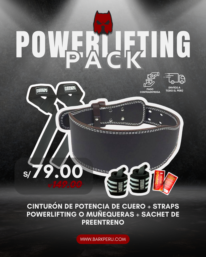 PACK POWERLIFTING - CINTURON DE POTENCIA + MUÑEQUERAS O STRAPS