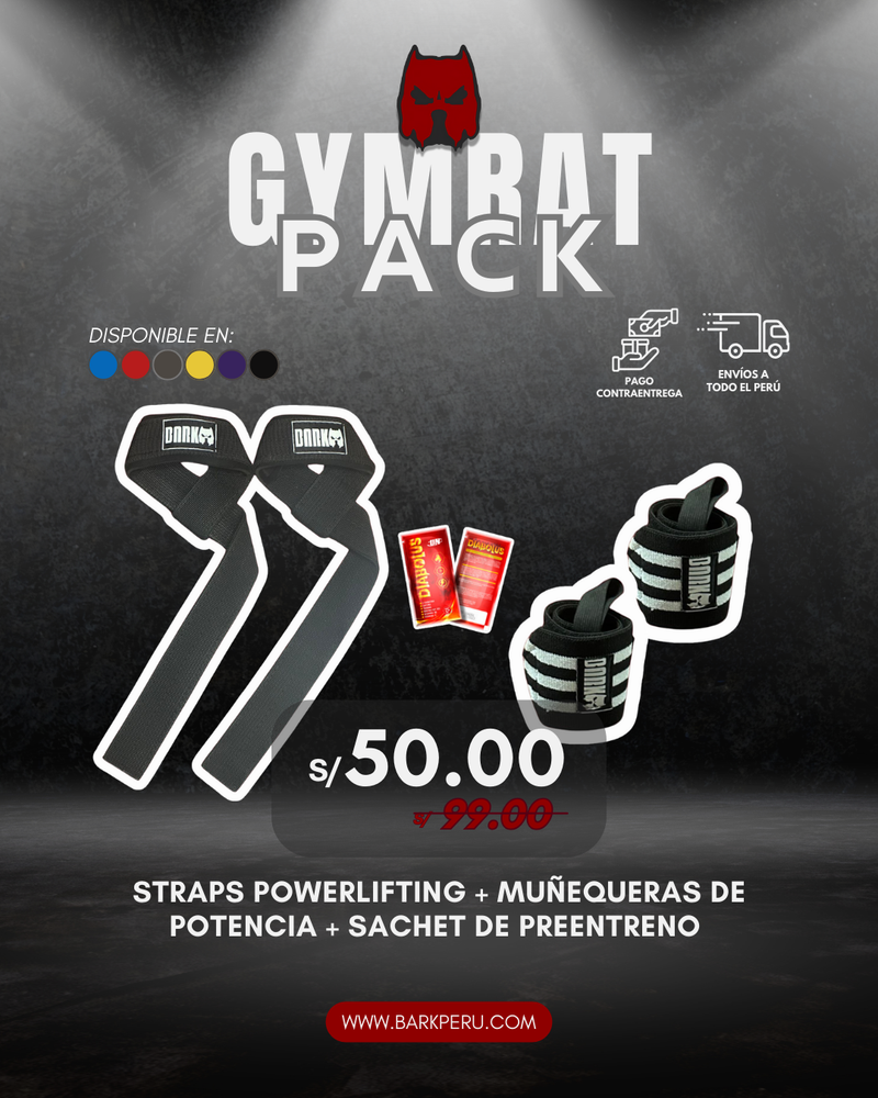 PACK GYMRAT - STRAPS POWERLIFTING + MUÑEQUERAS DE POTENCIA