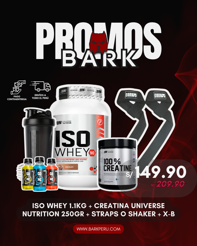 ISO WHEY 1.1KG + CREATINA UN 250GR + SHAKER O STRAPS